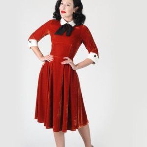 Tailor & Twirl Burnt Orange Velvet Fit and Flare Dress XL